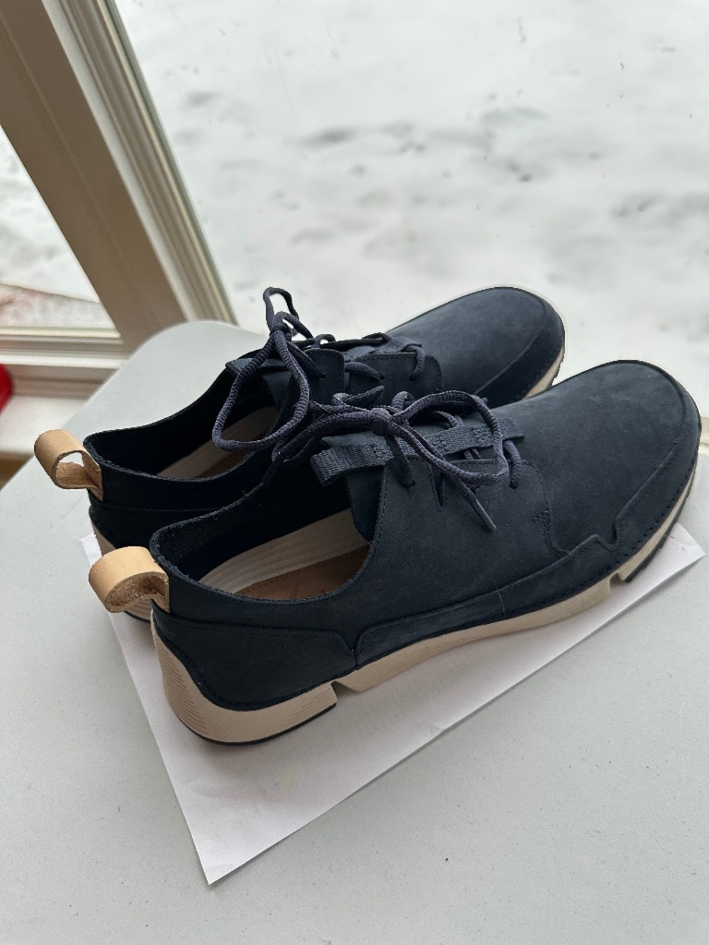 NWOT Clarks Trigenic Tri Solar Navy Combo Men Nubuck Leather Comfort Shoes UK 8